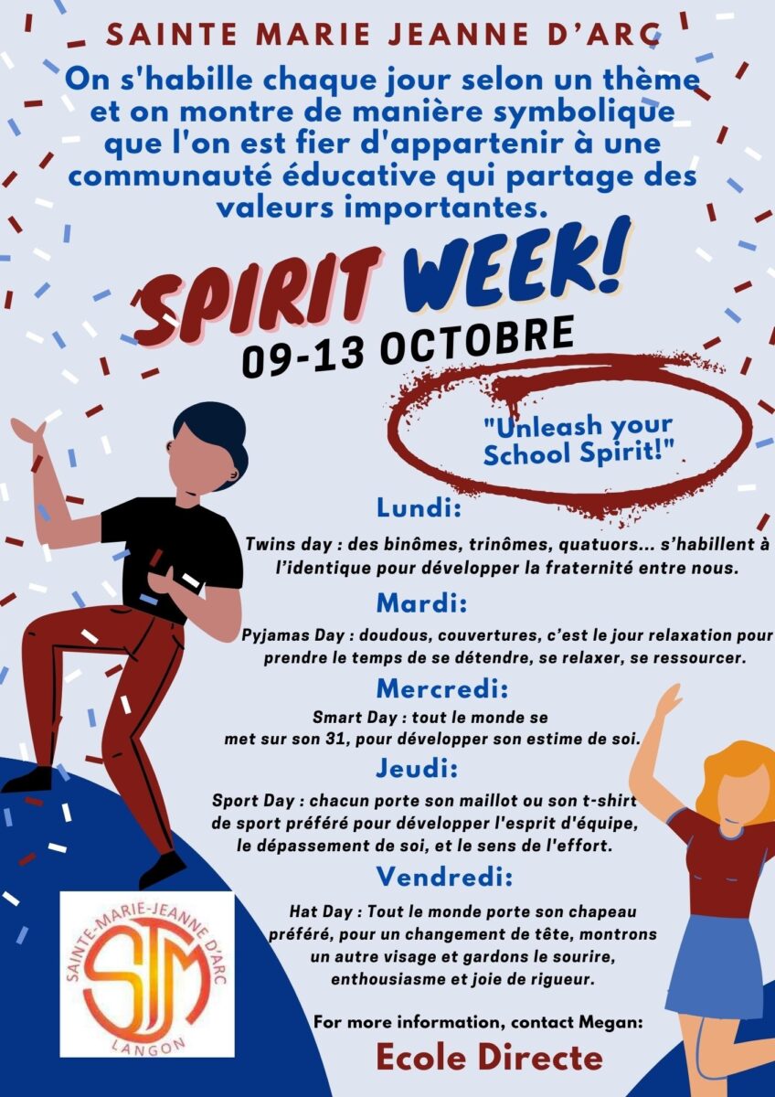 Spirit Week !! « Unleash your school spirit » !